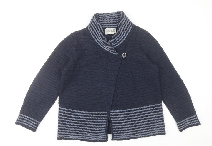 Roisin McCarthy Womens Blue Striped Cardigan M Wool Blend Knit