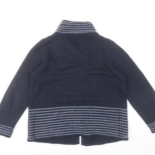 Roisin McCarthy Womens Blue Striped Cardigan M Wool Blend Knit