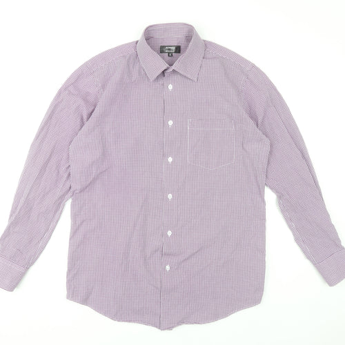 Dunnes Stores Men’s Purple Check Long Sleeve Dress Shirt 15in Collar