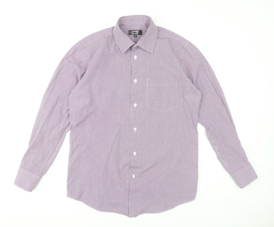 Dunnes Stores Men’s Purple Check Long Sleeve Dress Shirt 15in Collar