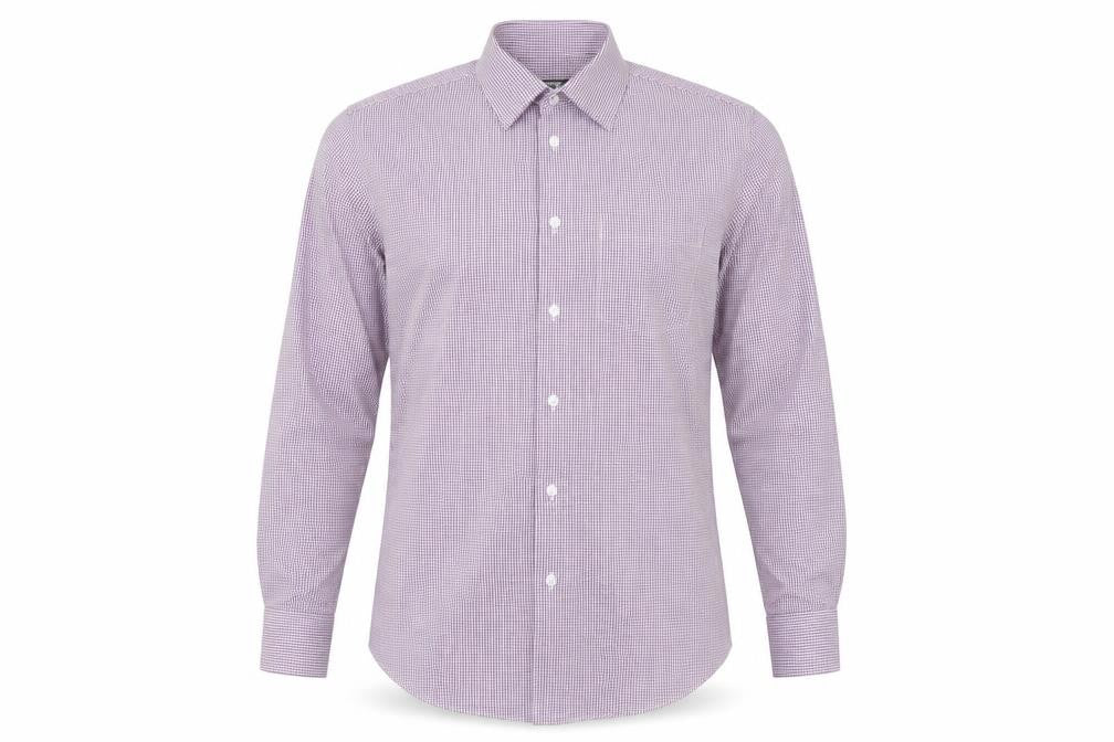 Dunnes Stores Men’s Purple Check Long Sleeve Dress Shirt 15in Collar