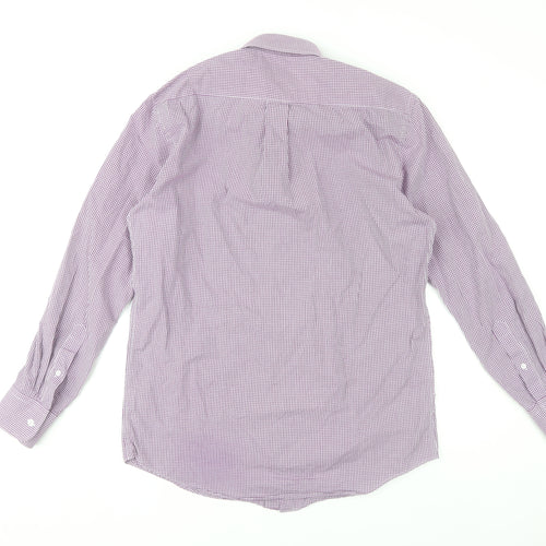 Dunnes Stores Men’s Purple Check Long Sleeve Dress Shirt 15in Collar