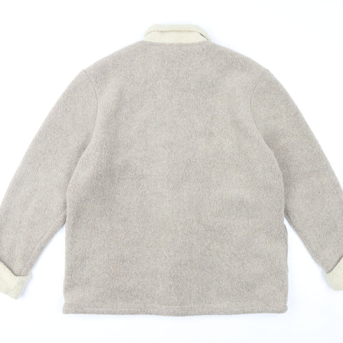 T & Company Women’s Beige Embroidered Fleece Jacket Size M