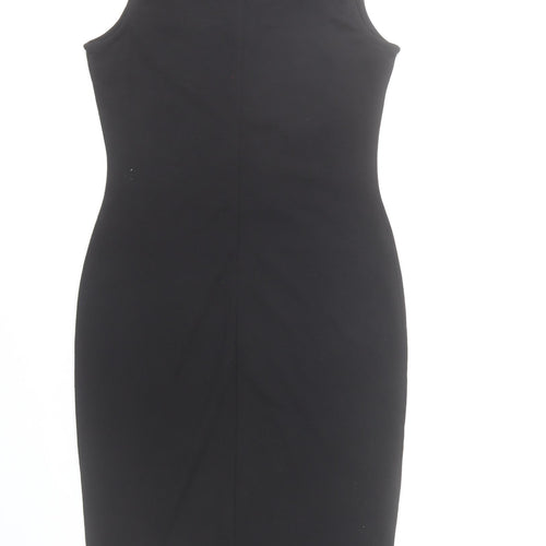 Zalora Women’s Black Sleeveless Bodycon Dress Size S Knee Length