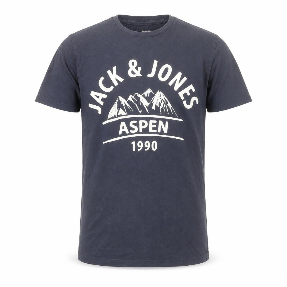 Jack & Jones Men's Blue Graphic Print T-Shirt Size S Crew Neck