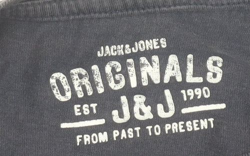 Jack & Jones Men's Blue Graphic Print T-Shirt Size S Crew Neck