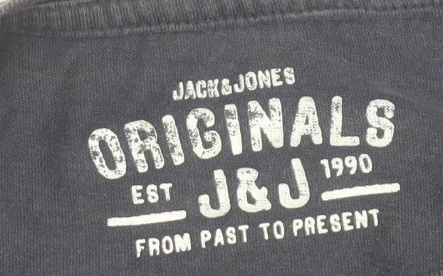 Jack & Jones Men's Blue Graphic Print T-Shirt Size S Crew Neck
