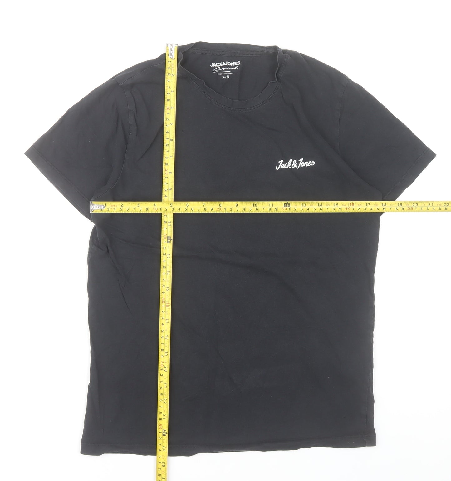 Jack & Jones Men's Black Small Crew Neck Cotton T-Shirt