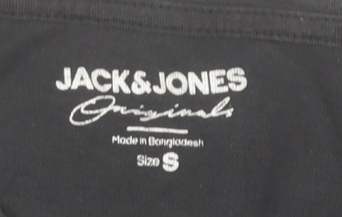 Jack & Jones Men's Black Small Crew Neck Cotton T-Shirt
