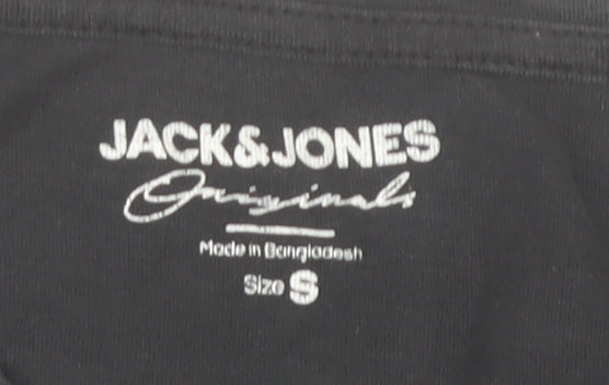 Jack & Jones Men's Black Small Crew Neck Cotton T-Shirt