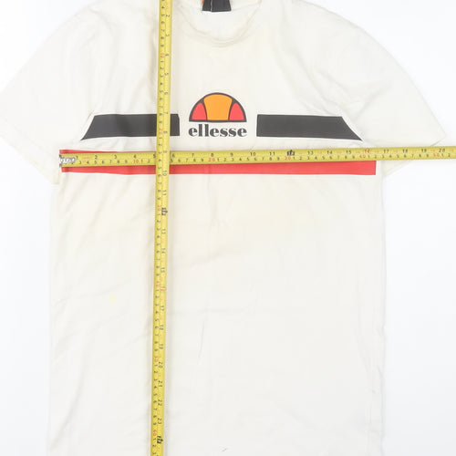 Ellesse Mens XS White Logo Graphic Cotton Crew Neck T-Shirt
