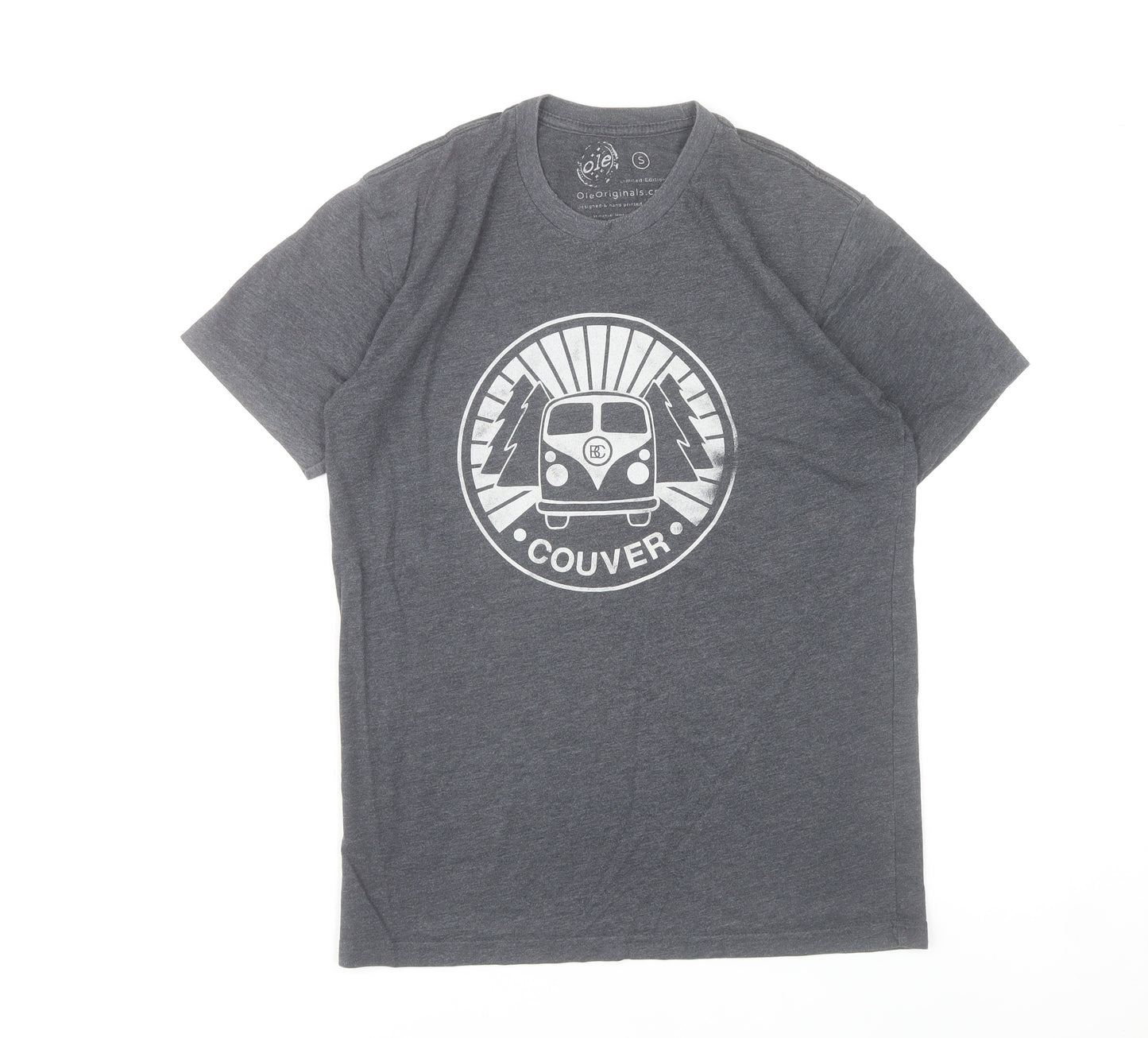 Ole Originals Men's Grey Small Graphic Print Retro T-Shirt