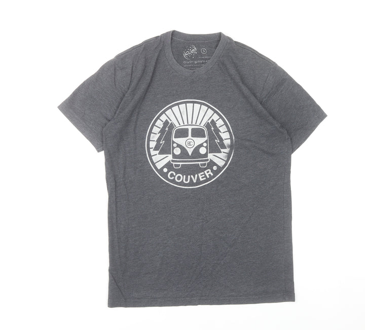 Ole Originals Men's Grey Small Graphic Print Retro T-Shirt