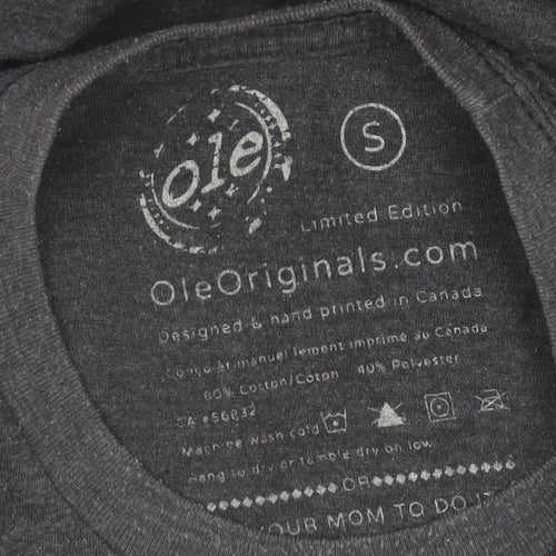 Ole Originals Men's Grey Small Graphic Print Retro T-Shirt