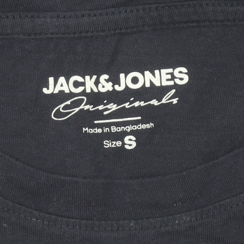 Jack & Jones Men's Blue Small Crew Neck Cotton T-Shirt