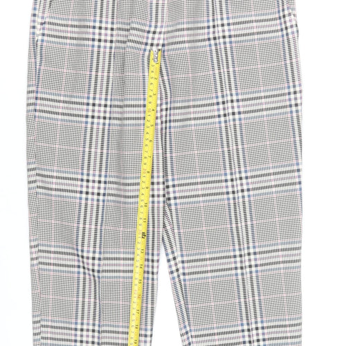 Primark Women’s Grey Check Tapered Chino Trousers Size 10