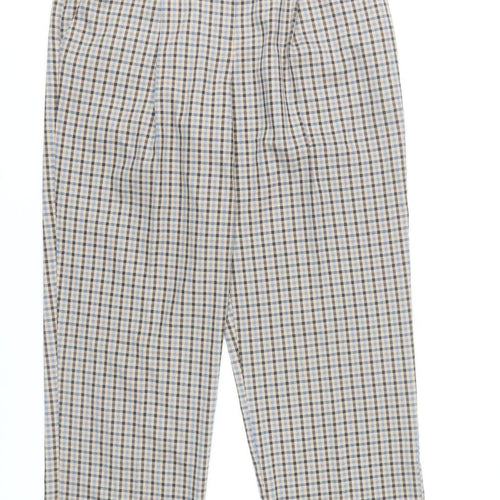 Primark Women’s Beige Check Pleated Chino Trousers Size 10