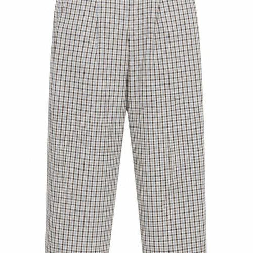 Primark Women’s Beige Check Pleated Chino Trousers Size 10