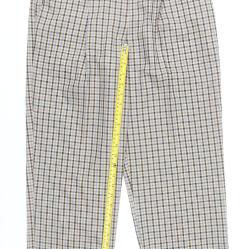 Primark Women’s Beige Check Pleated Chino Trousers Size 10