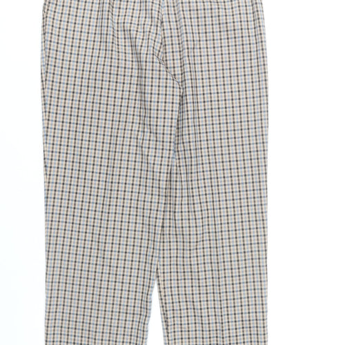 Primark Women’s Beige Check Pleated Chino Trousers Size 10