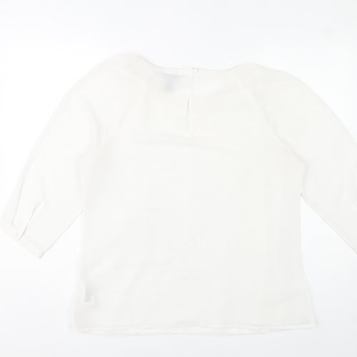 H&M Women’s White Embroidered Lace Blouse Size 16 3/4 Sleeve Tunic
