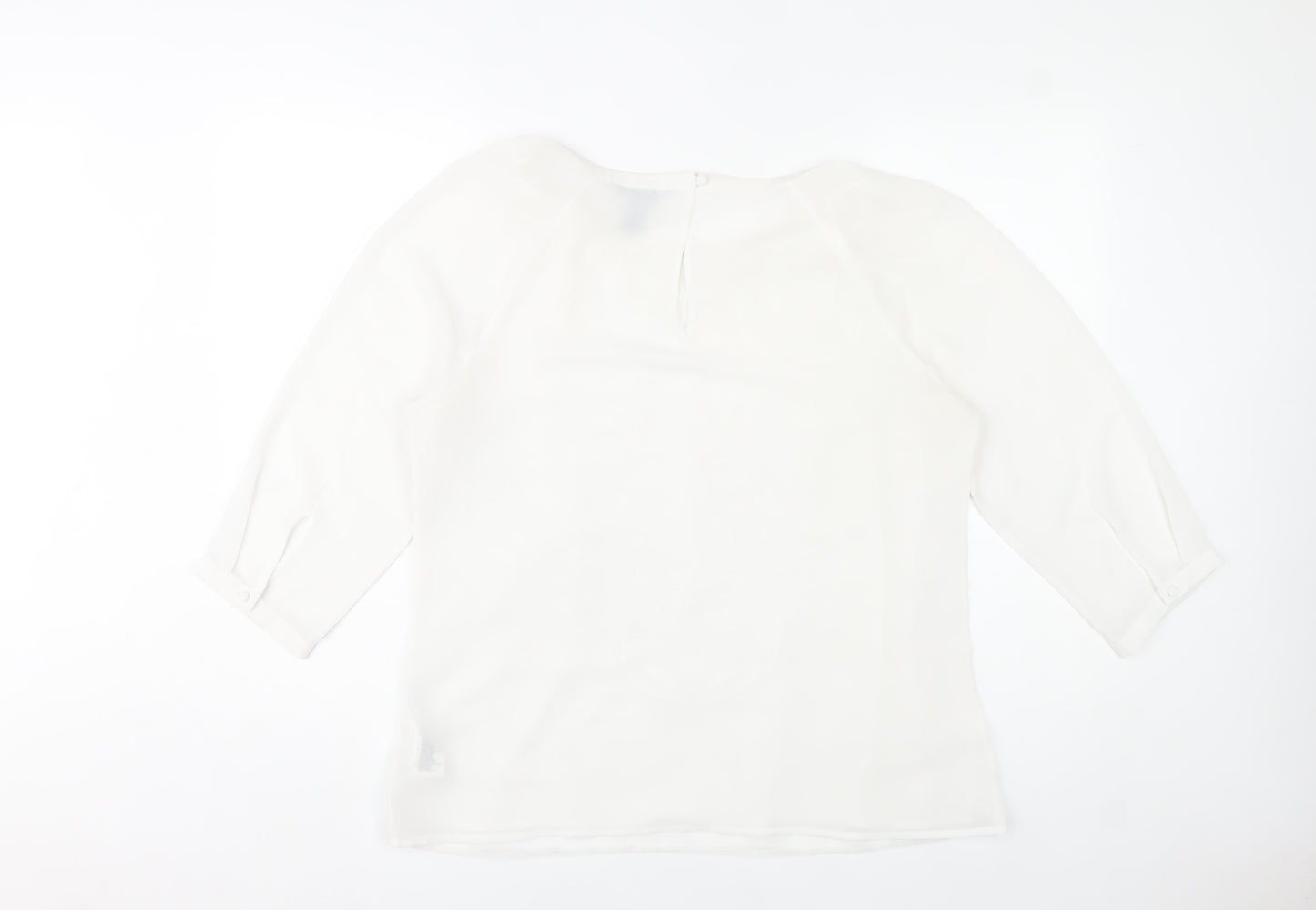 H&M Women’s White Embroidered Lace Blouse Size 16 3/4 Sleeve Tunic