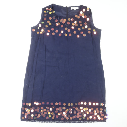 Gerard Womens Blue Sequin Shift Dress Size 18 Sleeveless Party