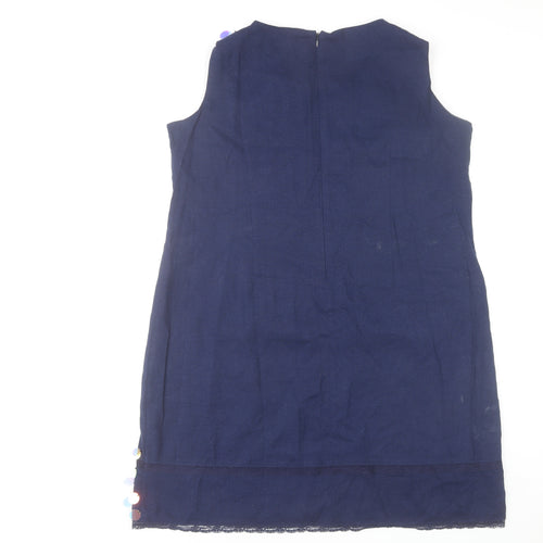 Gerard Womens Blue Sequin Shift Dress Size 18 Sleeveless Party