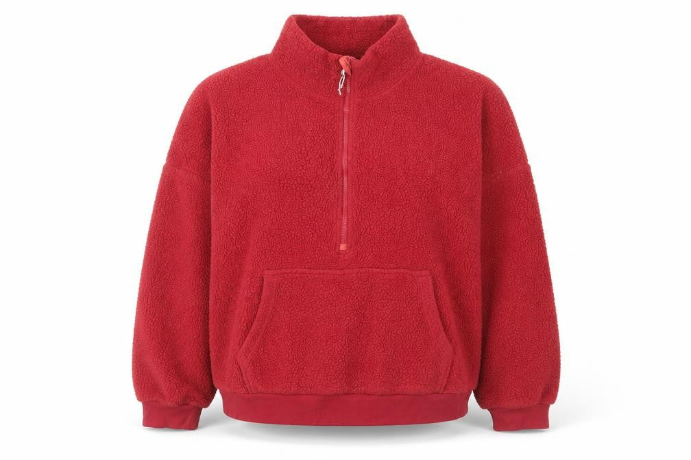 Front view of Dunnes Women’s Red Fleece Sweatshirt XL 1/2 Zip Pullover