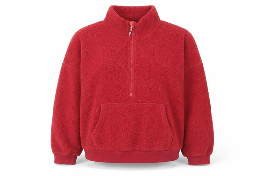 Front view of Dunnes Women’s Red Fleece Sweatshirt XL 1/2 Zip Pullover