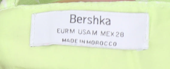 Bershka Womens Green Floral Linen Blend Sleeveless Playsuit Size 10