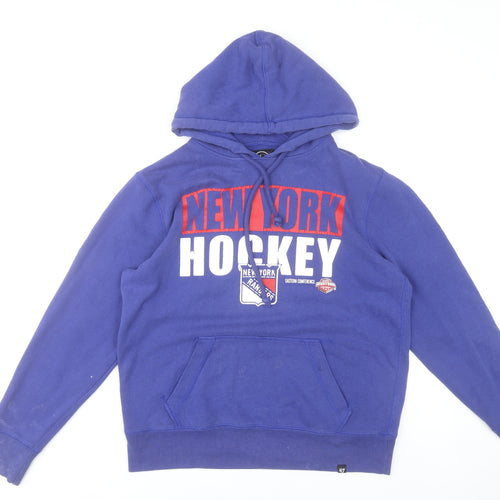 '47 Men’s Blue Pullover Hoodie Small New York Hockey Graphic Fleece