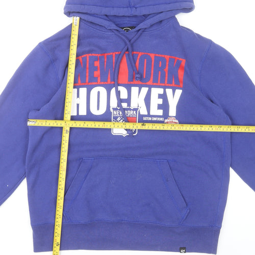 '47 Men’s Blue Pullover Hoodie Small New York Hockey Graphic Fleece