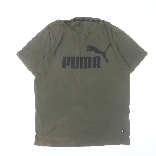 Puma Men’s Green Small T-Shirt Crew Neck Short Sleeve Cotton Sportswear