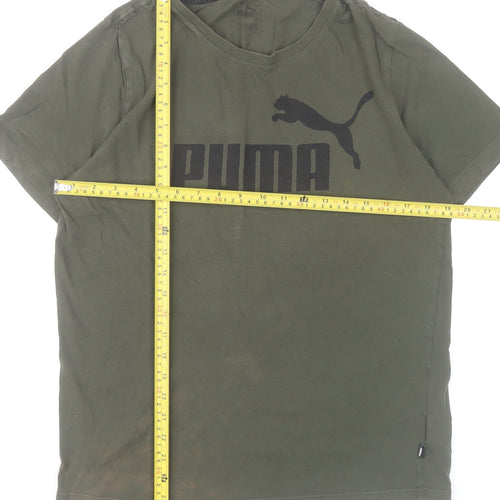 Puma Men’s Green Small T-Shirt Crew Neck Short Sleeve Cotton Sportswear