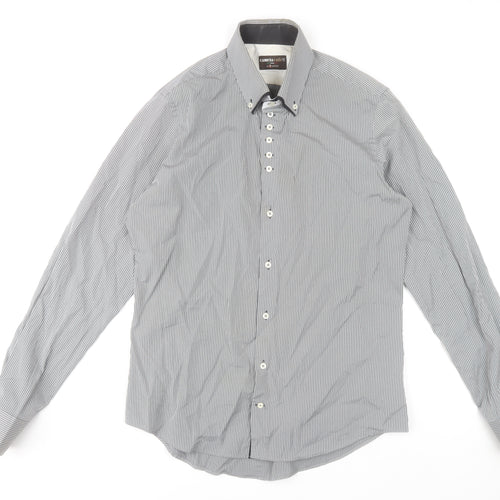 7 Camicie Men’s Grey Striped Button-Down Dress Shirt L