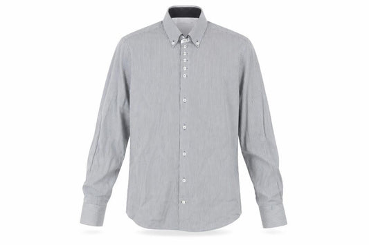 7 Camicie Men’s Grey Striped Button-Down Dress Shirt L
