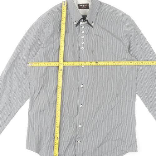 7 Camicie Men’s Grey Striped Button-Down Dress Shirt L