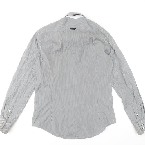 7 Camicie Men’s Grey Striped Button-Down Dress Shirt L