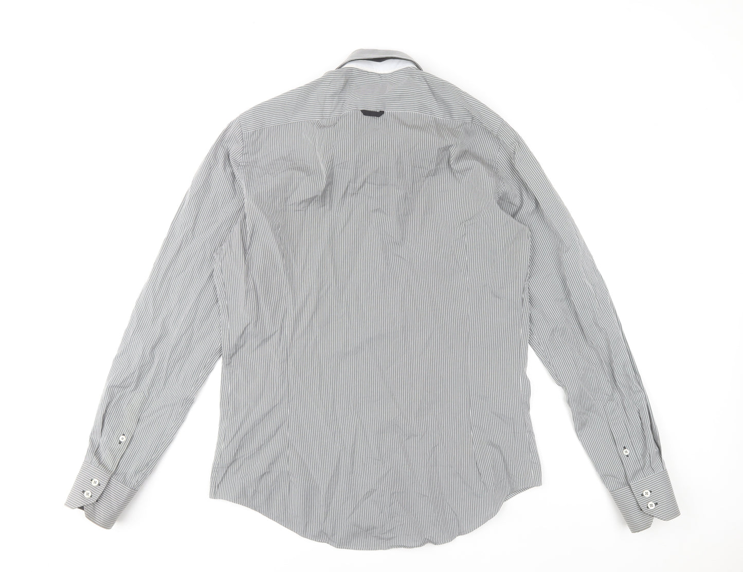 7 Camicie Men’s Grey Striped Button-Down Dress Shirt L