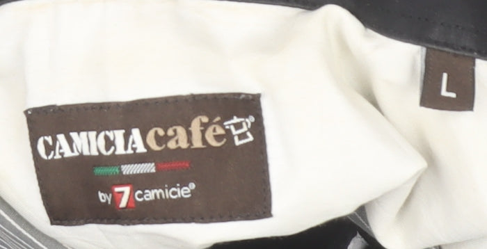 7 Camicie Men’s Grey Striped Button-Down Dress Shirt L