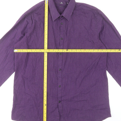 Next Men’s Purple Striped Dress Shirt Size 16 Long Sleeve Formal