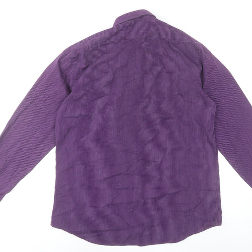 Next Men’s Purple Striped Dress Shirt Size 16 Long Sleeve Formal