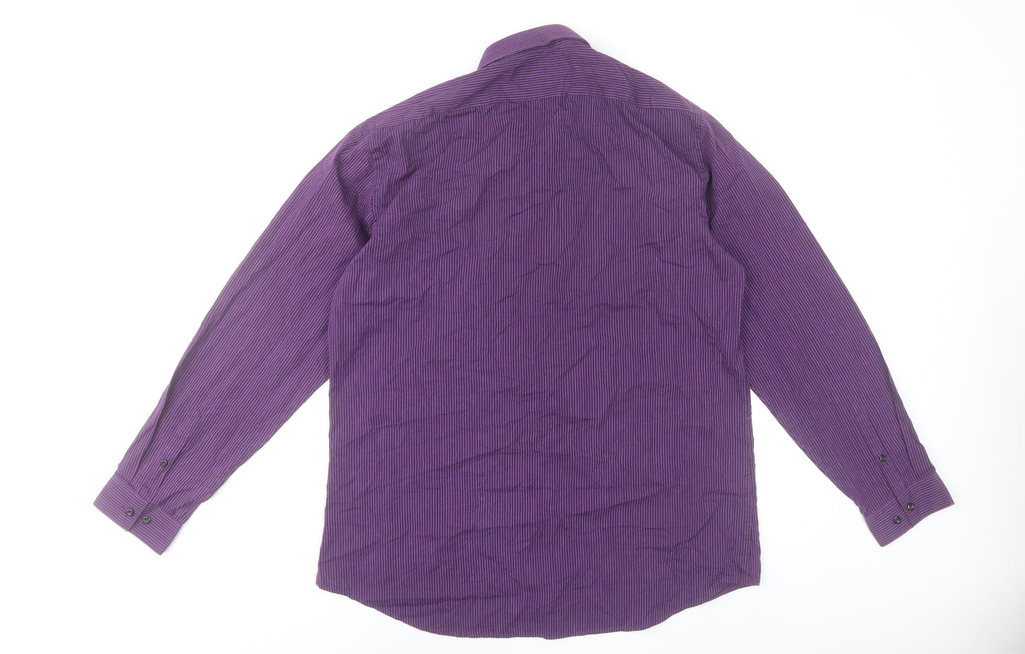 Next Men’s Purple Striped Dress Shirt Size 16 Long Sleeve Formal