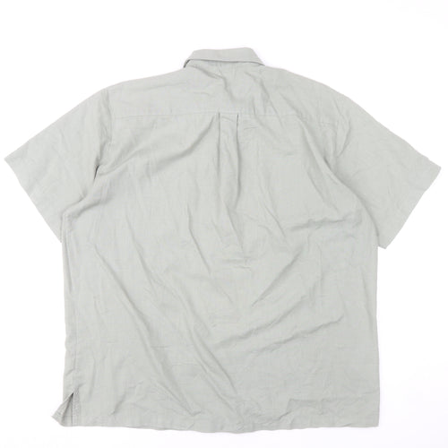 Peter England Mens Grey L Regular Fit Short Sleeve Button-Up Shirt