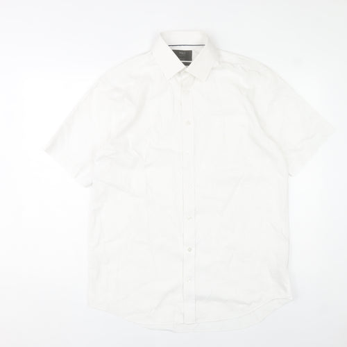 Marks and Spencer Men’s White Cotton Short Sleeve 15.5in Regular Fit Shirt
