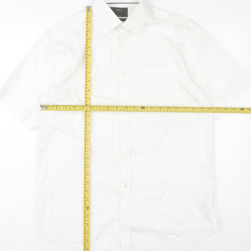 Marks and Spencer Men’s White Cotton Short Sleeve 15.5in Regular Fit Shirt