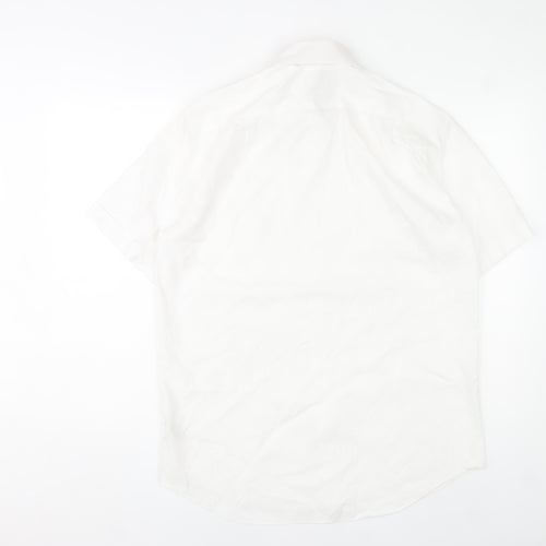 Marks and Spencer Men’s White Cotton Short Sleeve 15.5in Regular Fit Shirt