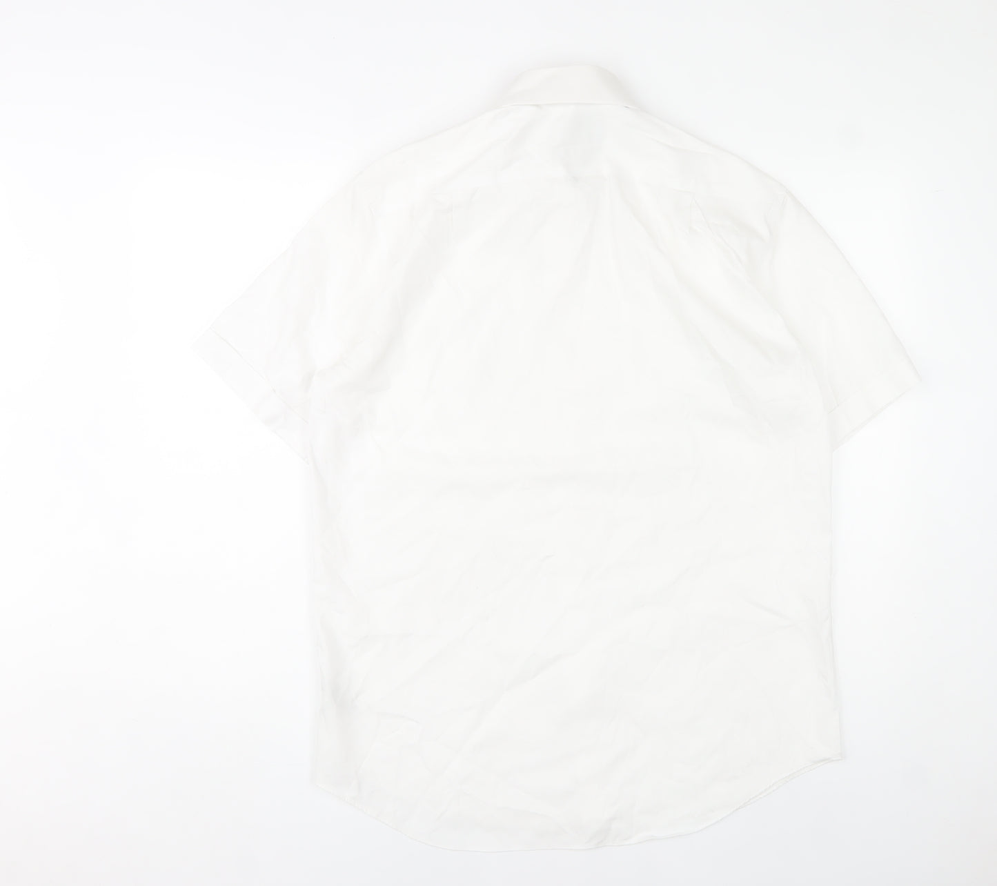Marks and Spencer Men’s White Cotton Short Sleeve 15.5in Regular Fit Shirt