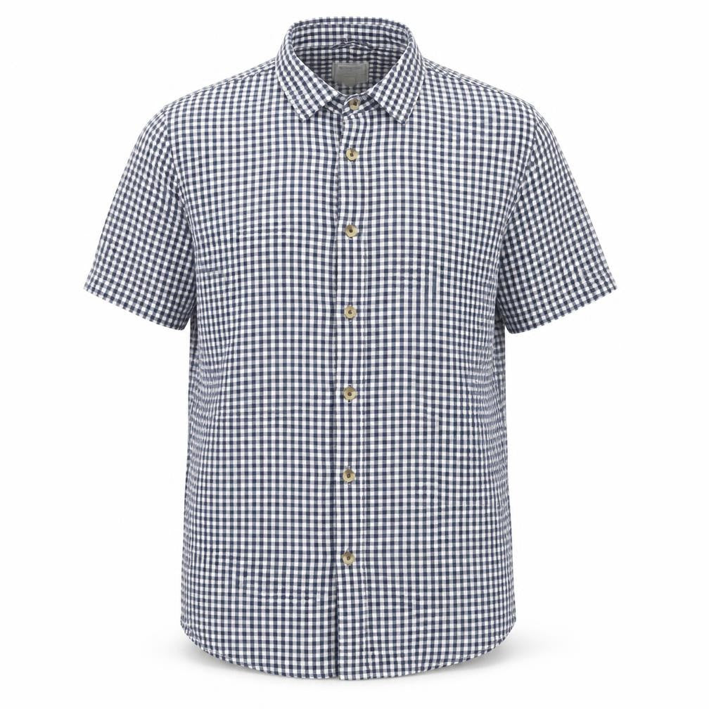 Front view of Mountain Warehouse Men's Blue Check Cotton Short Sleeve Shirt L